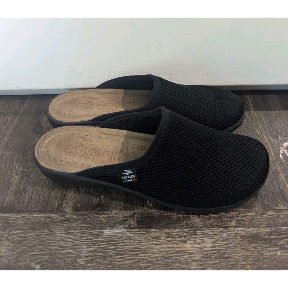 FLY FLOT Mesh Clog Made in Italy anatomic Vera Pelle leather size 39 8 Comfort